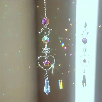 Galaxy Star and Moon Crystal Wind Chime Pendant for Home Decor and Outdoor Garden Suncatcher - Ideal for Holiday and Party Decorations