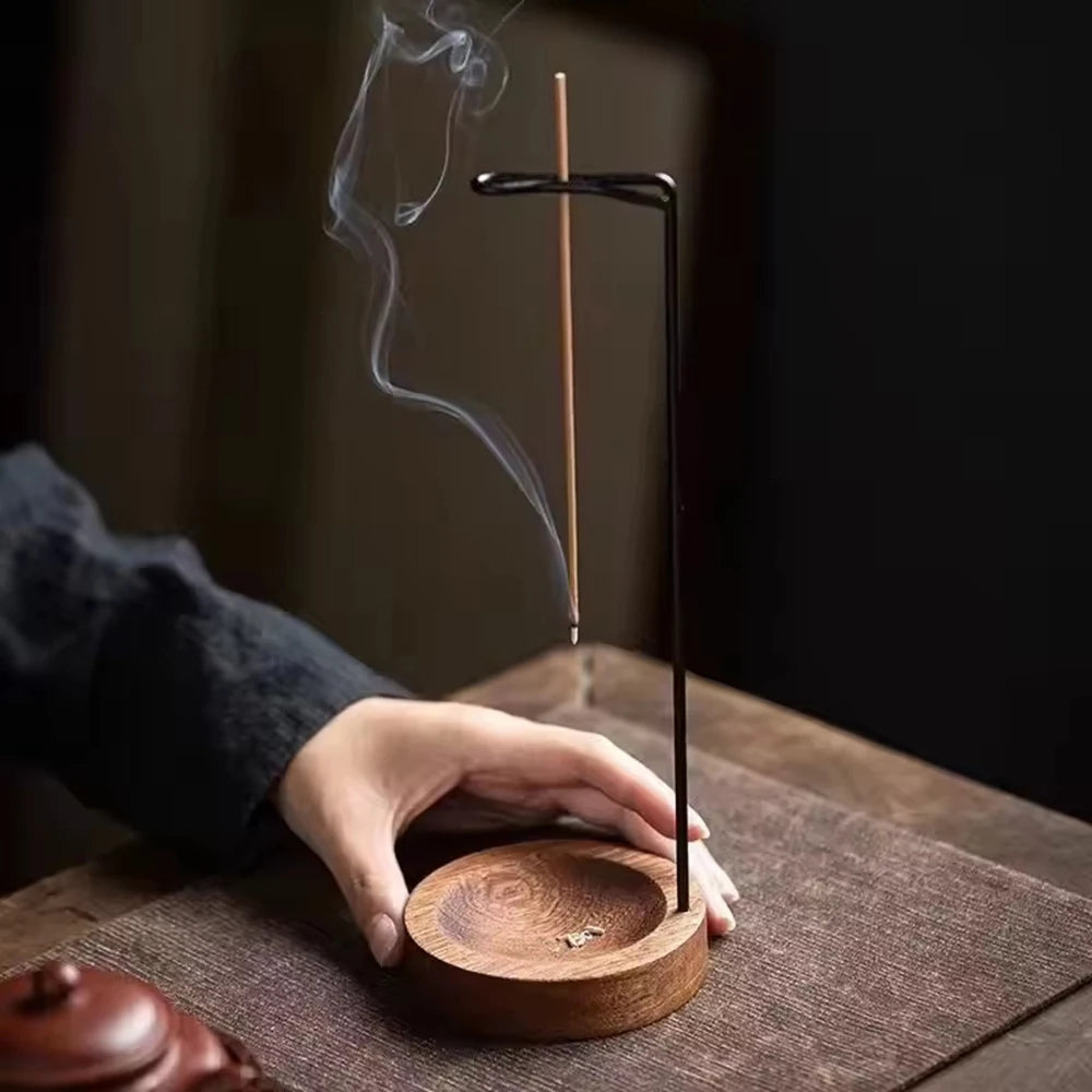 Creative Upside down Incense Burner Incense Stick Holder Wooden round Incense Tray Ornament Bedroom Home Yoga Decoration Crafts
