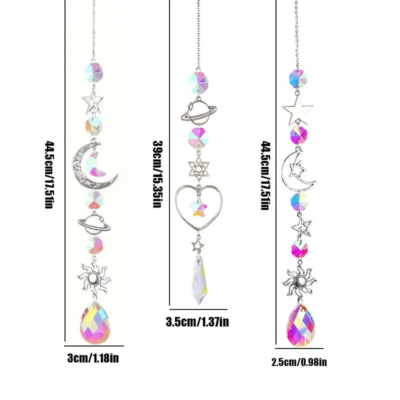 Galaxy Star and Moon Crystal Wind Chime Pendant for Home Decor and Outdoor Garden Suncatcher - Ideal for Holiday and Party Decorations