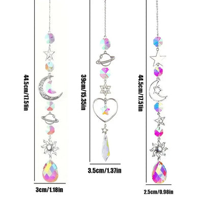 Galaxy Star and Moon Crystal Wind Chime Pendant for Home Decor and Outdoor Garden Suncatcher - Ideal for Holiday and Party Decorations