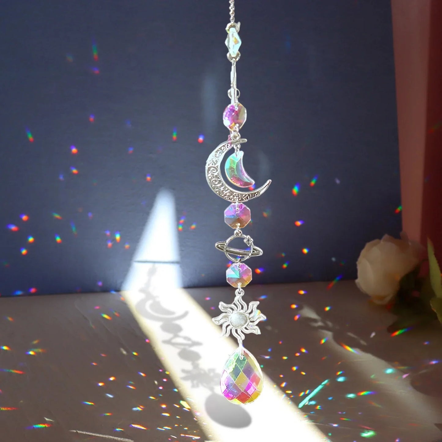 Crystal Wind Chime Rainbow Maker - Sun Catcher Pendant for Home and Garden Décor, Ideal for Holidays and Festivals