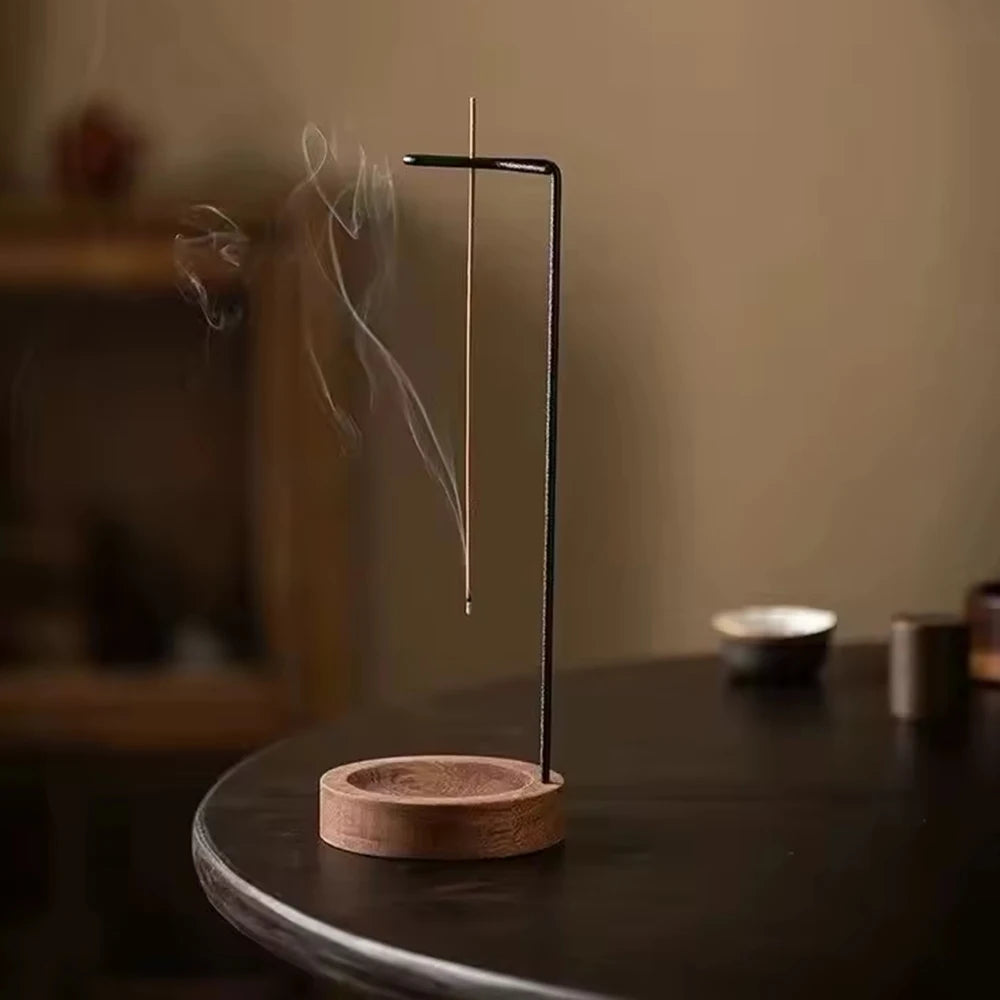 Creative Upside down Incense Burner Incense Stick Holder Wooden round Incense Tray Ornament Bedroom Home Yoga Decoration Crafts